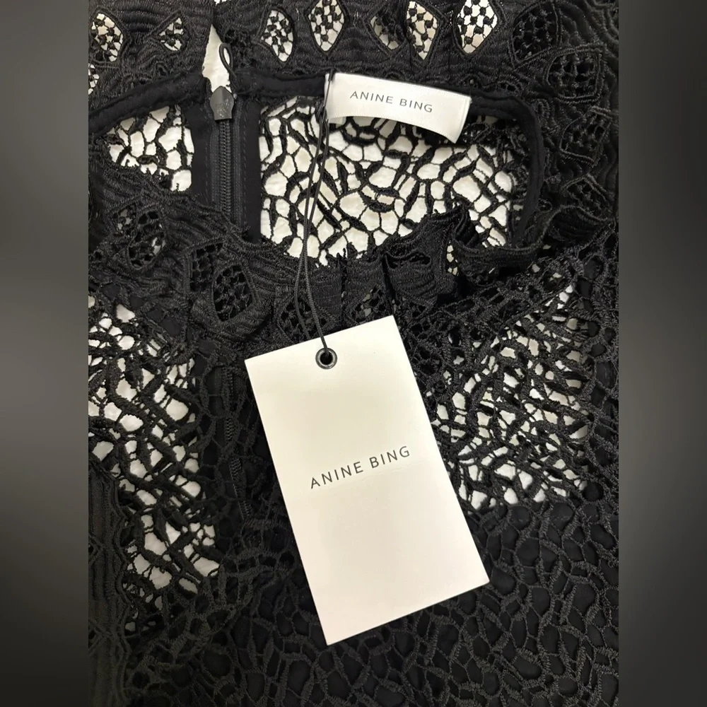 Anine Bing Penelope Lace Ruffle Teired Mini Dress Size M NWT - Picture 15 of 16